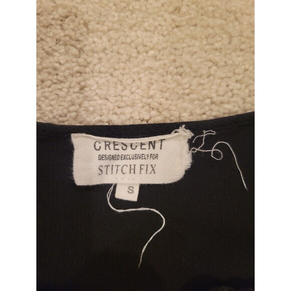 Crescent Stitch fix Black Embroidered Gauze Boho Women's Top Size Small - Picture 8 of 10